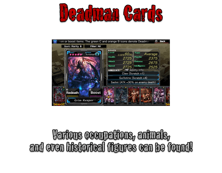 [Deadman] Cards Various occupations, animals, and even historical figures can be found!